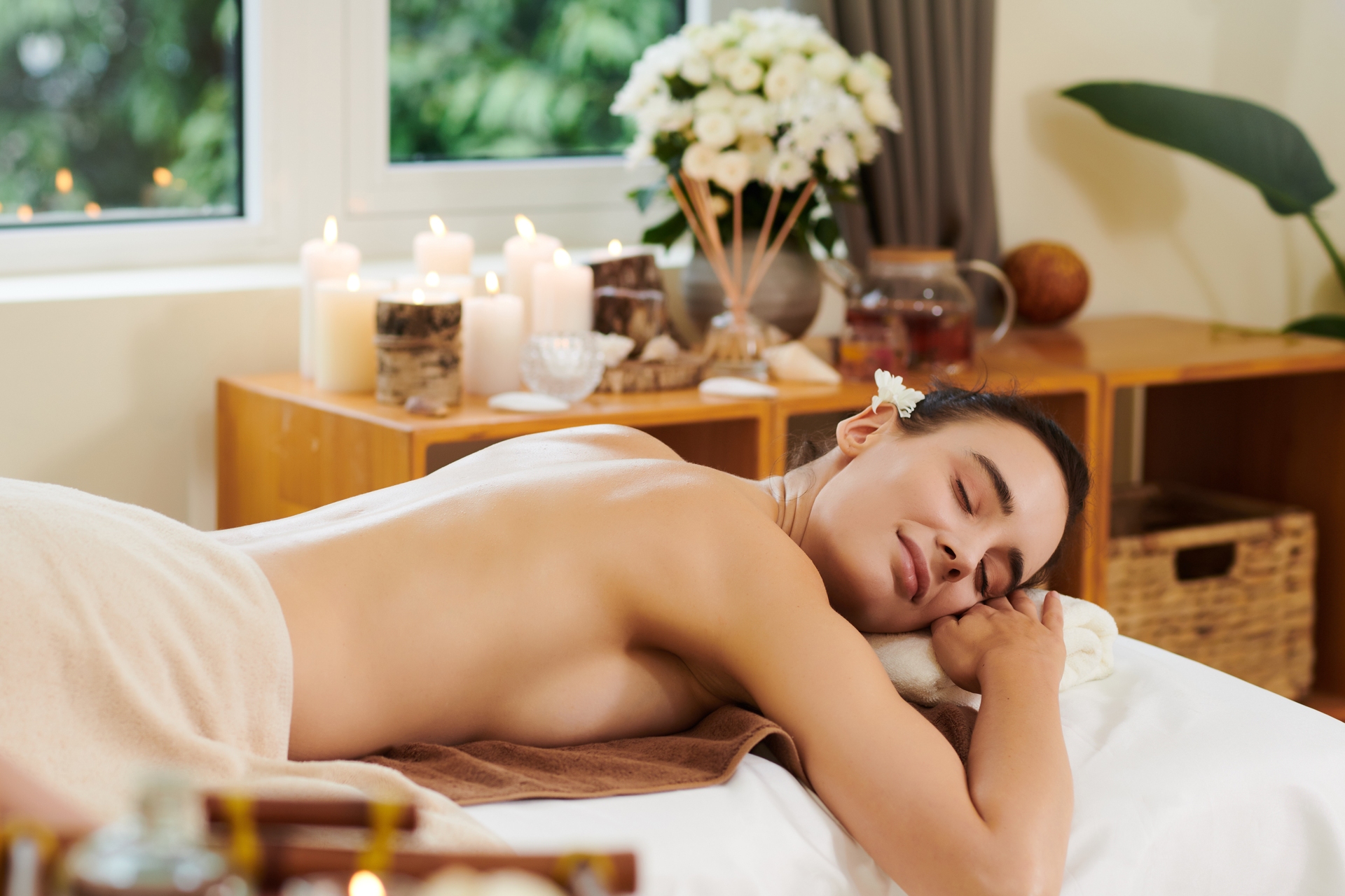 Woman relaxing during a luxury spa treatment
